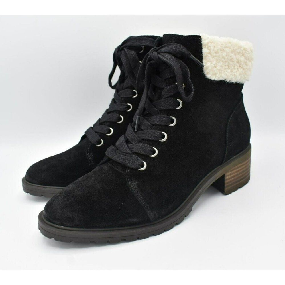 Lucky Brand Womens‎ Size 8.5 Jacenia Shearling Suede Black Fashion Winter Boots